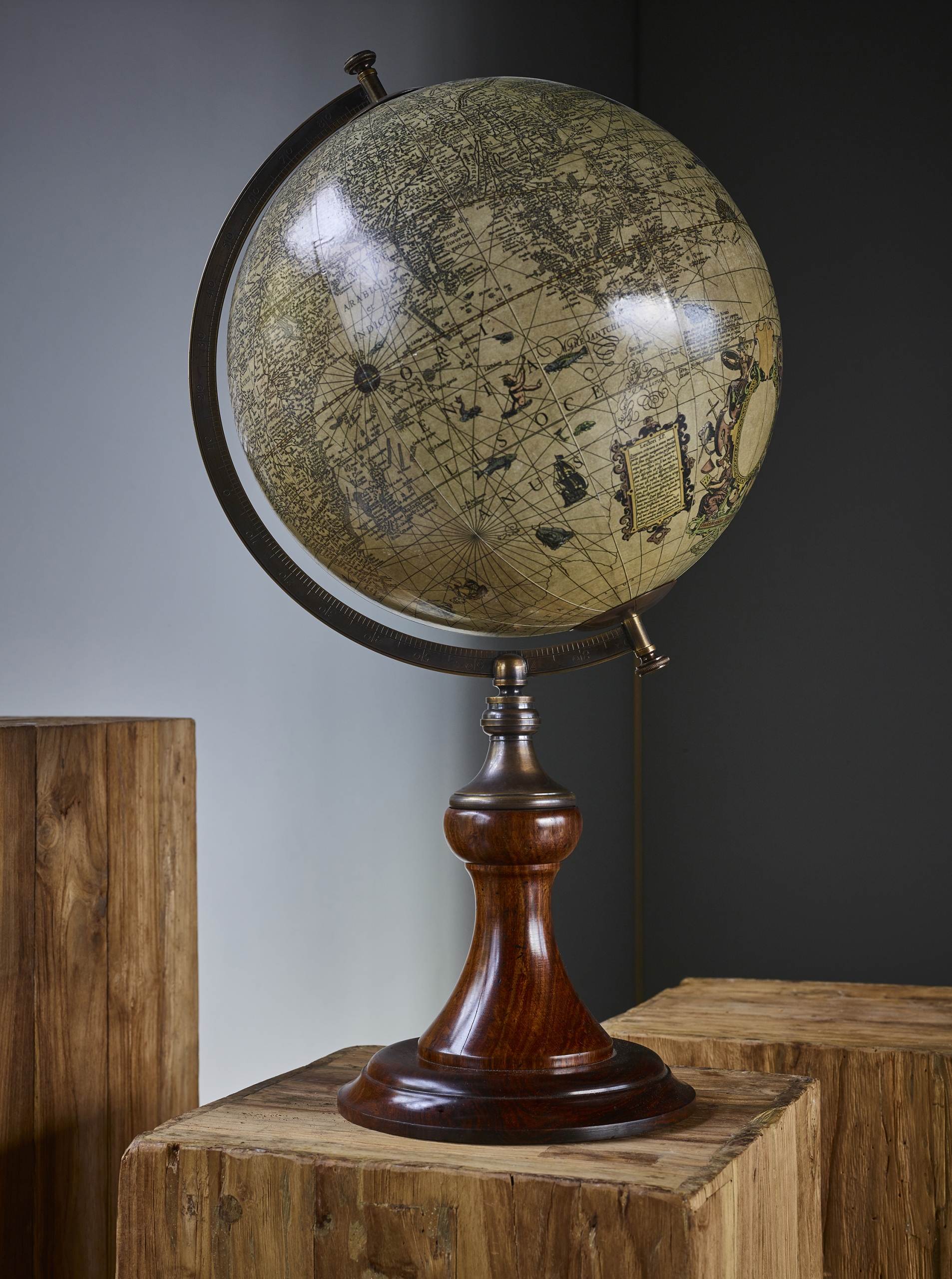 Old World Globe Map Jodocus Hondius 1627 Antiqued Classic Stand 24" New 